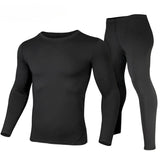 Ensemble de sous-vêtements thermiques noirs pour hommes, idéal pour la randonnée