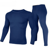 Ensemble de sous-vêtements thermiques bleus pour hommes, parfait pour l'hiver