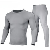 Ensemble de sous-vêtements thermiques gris pour hommes, confortable et extensible