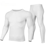 Ensemble de sous-vêtements thermiques blancs pour hommes, manches longues et ajusté