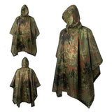 Poncho imperméable vert camouflage avec capuche, parfait pour les activités extérieures