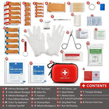 Kit de premiers secours 104 pièces pour randonnée et camping, contenu varié et organisé