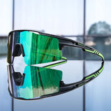 Lunettes de soleil polarisées sport UV400 noir et vert verres verts pour hommes et femmes