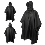 Poncho imperméable noir pour conditions pluvieuses, avec capuche