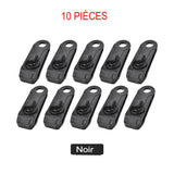 Lot de clips de bâche noirs avec mousquetons pour fixation de tente