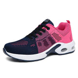 Chaussures de sport pour femmes, noir et rose, semelle amortissante, maille respirante