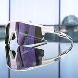 Lunettes de soleil polarisées sport UV400 blanc verres violets pour hommes et femmes