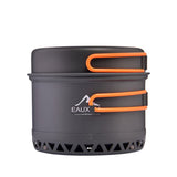 Pot de camping Eaux avec poignées orange, conçu pour une cuisson efficace en extérieur