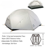 Tente de camping ultralégère en nylon 20D-3 saisons avec indice d'étanchéité PU 4000mm