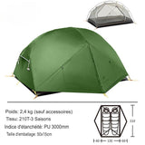 Tente de camping verte en nylon 210T-3 saisons avec indice d'étanchéité PU 3000mm