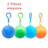 Deux ponchos imperméables portables en boules, couleurs aléatoires, disponibles en bleu, vert, cyan et orange