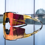 Lunettes de soleil polarisées sport UV400 or verres rouges pour hommes et femmes