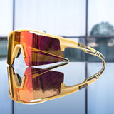 Lunettes de soleil polarisées sport UV400 jaune clair verres rouges pour hommes et femmes