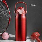 Bouteille isotherme rouge avec sac de tasse, accessoires de tennis, poids d'entraînement