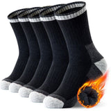 Cinq paires de chaussettes de randonnée en laine mérinos, couleur noir et gris