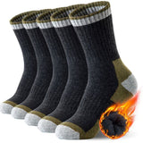 Cinq paires de chaussettes de randonnée en laine mérinos, couleur gris et vert