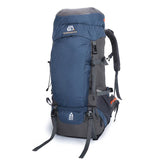 Sac à dos de camping 65 L bleu marine, robuste et confortable pour activités de plein air