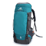 Sac à dos de camping 65 L bleu, idéal pour trekking en plein air