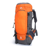 Sac à dos de camping 65 L orange, imperméable pour randonnée