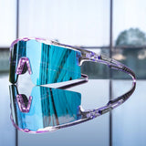 Lunettes de soleil polarisées sport UV400 transparent violet verres bleus pour hommes et femmes