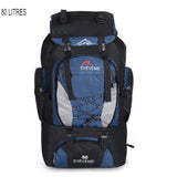Sac à dos de randonnée bleu 80L avec logo Évévème
