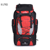 Sac à dos de randonnée rouge 80L avec logo Évévème