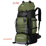 Sac à dos de randonnée vert 90L avec poches spacieuses