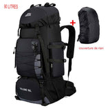 Sac à dos de randonnée noir 90L avec housse de pluie incluse