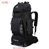 Sac à dos de randonnée noir 90L avec bretelles rembourrées