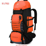 Sac à dos de randonnée orange 90L avec poches latérales