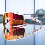 Lunettes de soleil polarisées sport UV400 blanc et rouge verres rouges pour hommes et femmes
