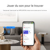 Application affichant le son pour retrouver l'objet, avec un canapé en arrière-plan