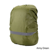 Housse imperméable couleur vert armée pour sac à dos 8 à 17 litres, protection pluie avec bande réfléchissante