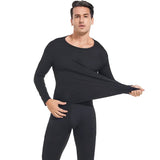 Sous-vêtements thermiques pour hommes en noir non polaire, vue de face et de côté, confortables et élégants