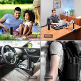 Bouteille thermos noire de 500 ml en usage, extérieur, bureau, voiture et mouvement