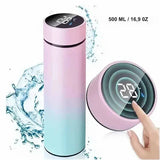 Bouteille thermos rose avec affichage numérique de la température, 500 ml, démonstration de l'écran tactile