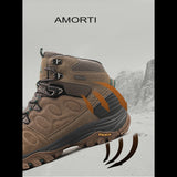 Bottes de randonnée brunes pour hommes avec amorti, idéales pour terrains accidentés