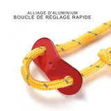 Boucle de réglage rapide en alliage d'aluminium avec corde de tente en polyester jaune