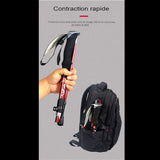 Bâton de randonnée avec poignée ergonomique et dragonne, contraction rapide pour sac à dos