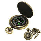 Boussole de poche vintage en laiton avec chaîne, outil de navigation élégant