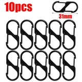 Lot de 10 mousquetons noirs 31 mm, légers avec serrure sécurisée pour randonnée et camping