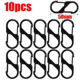 Lot de 10 mousquetons noirs 50 mm, robustes avec serrure sécurisée pour randonnée et outdoor