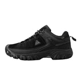 Baskets de marche noires pour homme, chaussures de randonnée en cuir avec semelle antidérapante