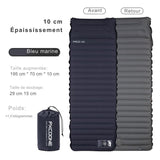 Matelas de camping autogonflant bleu marine, épaisseur confortable de 10 cm