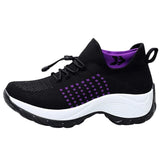 Chaussure de marche noire et violette pour femmes, semelle confortable et antidérapante pour toutes saisons