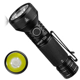 Lampe de poche argent étanche Canape 122A avec vue rapprochée de la lentille LED
