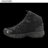 Chaussure de randonnée imperméable noire pour homme, montante et robuste
