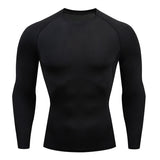 Sous-vêtements de compression noirs pour homme, manches longues, vue de face