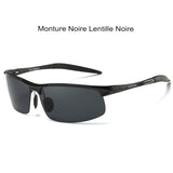 Lunettes de soleil polarisées pour hommes, monture noire et lentille noire, design sportif et élégant