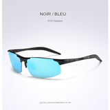 Lunettes de soleil polarisées pour hommes, monture noire et lentille bleue, style dynamique